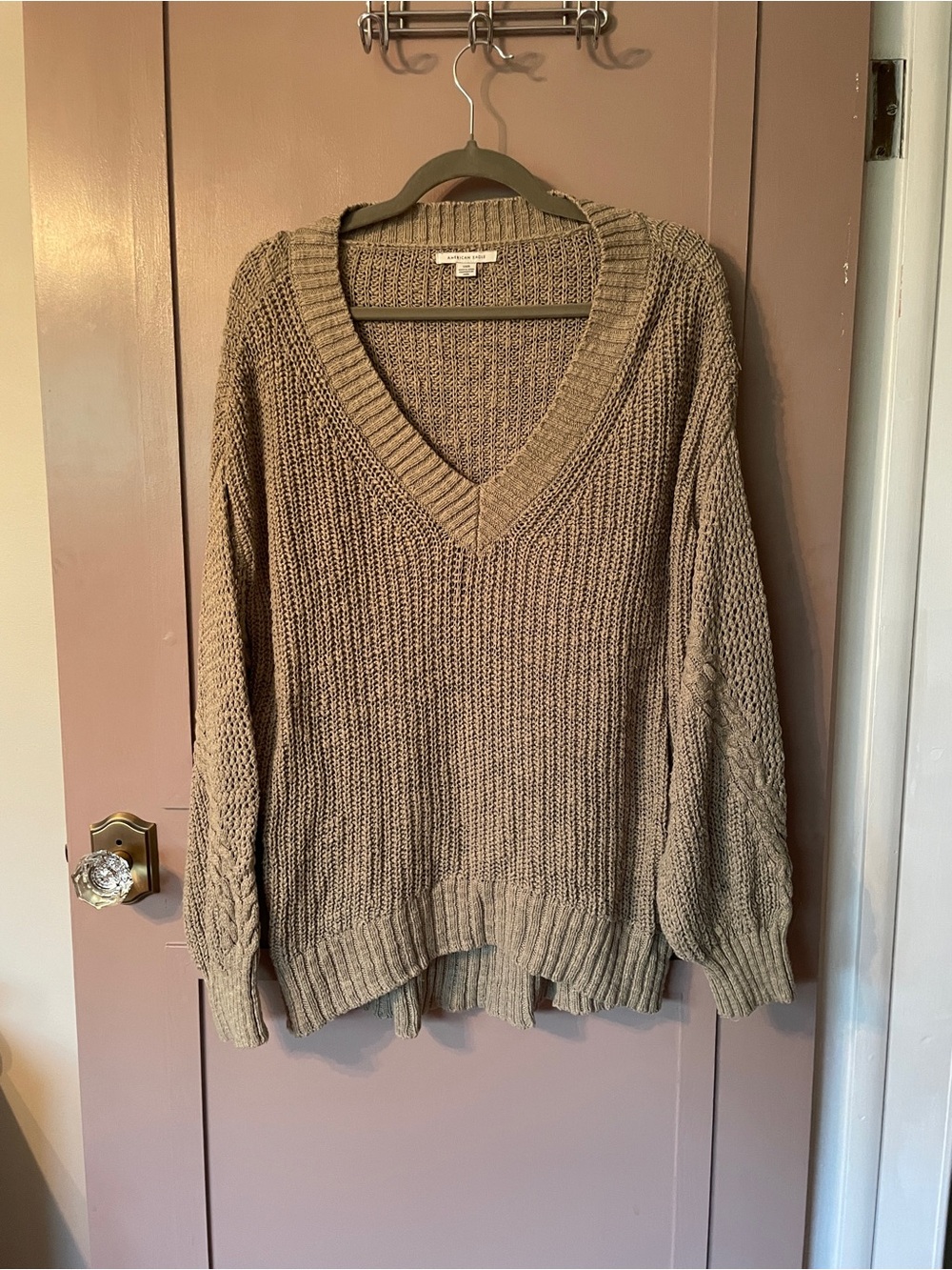 Light green V-Neck Chunky Knit AE Sweater